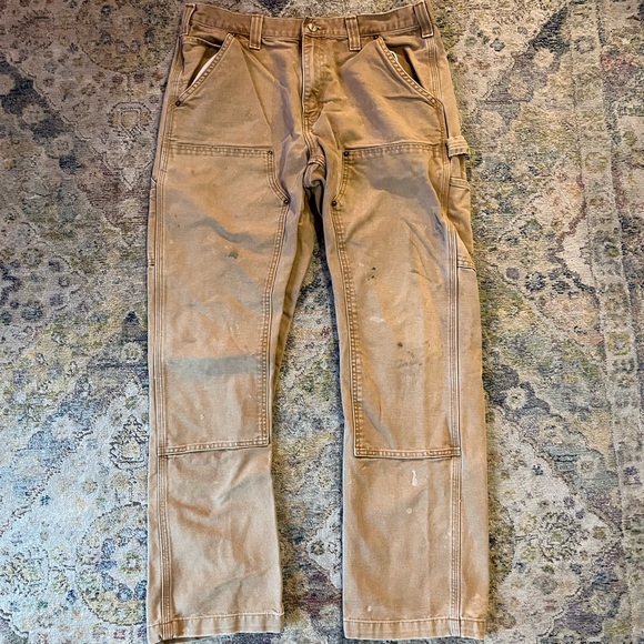Carhartt Other - 🤩 Carhartt 100098 Double Front Weathered Duck Relaxed Fit Pant 34/32 Distressed